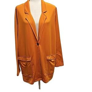 Cuddl Duds Lightweight One Button Closure Comfort Pumpkin Cardigan Blazer Sz 1X